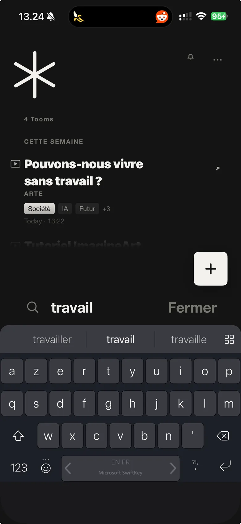 Searching in TooMee: results appear as you type.